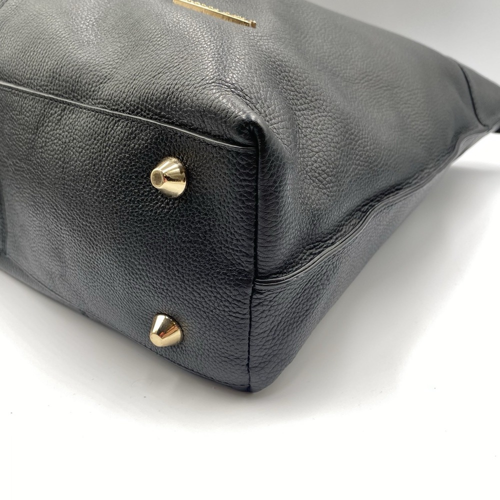 Stella & Max Leather Tote Hand Bag Purse BLACK Top  Zipper Gold Accents - Picture 5 of 9